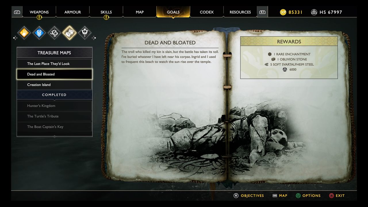 God of War treasure map locations