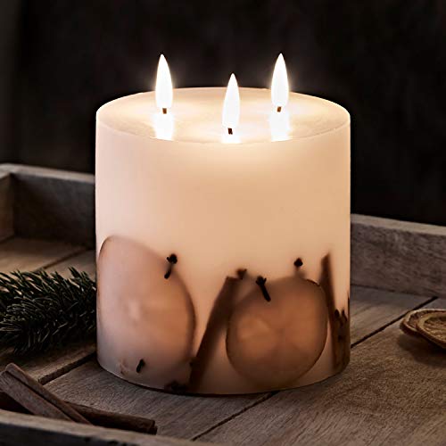 Lights4fun 3 Wick Truglow&amp;reg; Large Winter Candle Christmas Dried Orange Cinnamon With Timer 12cm