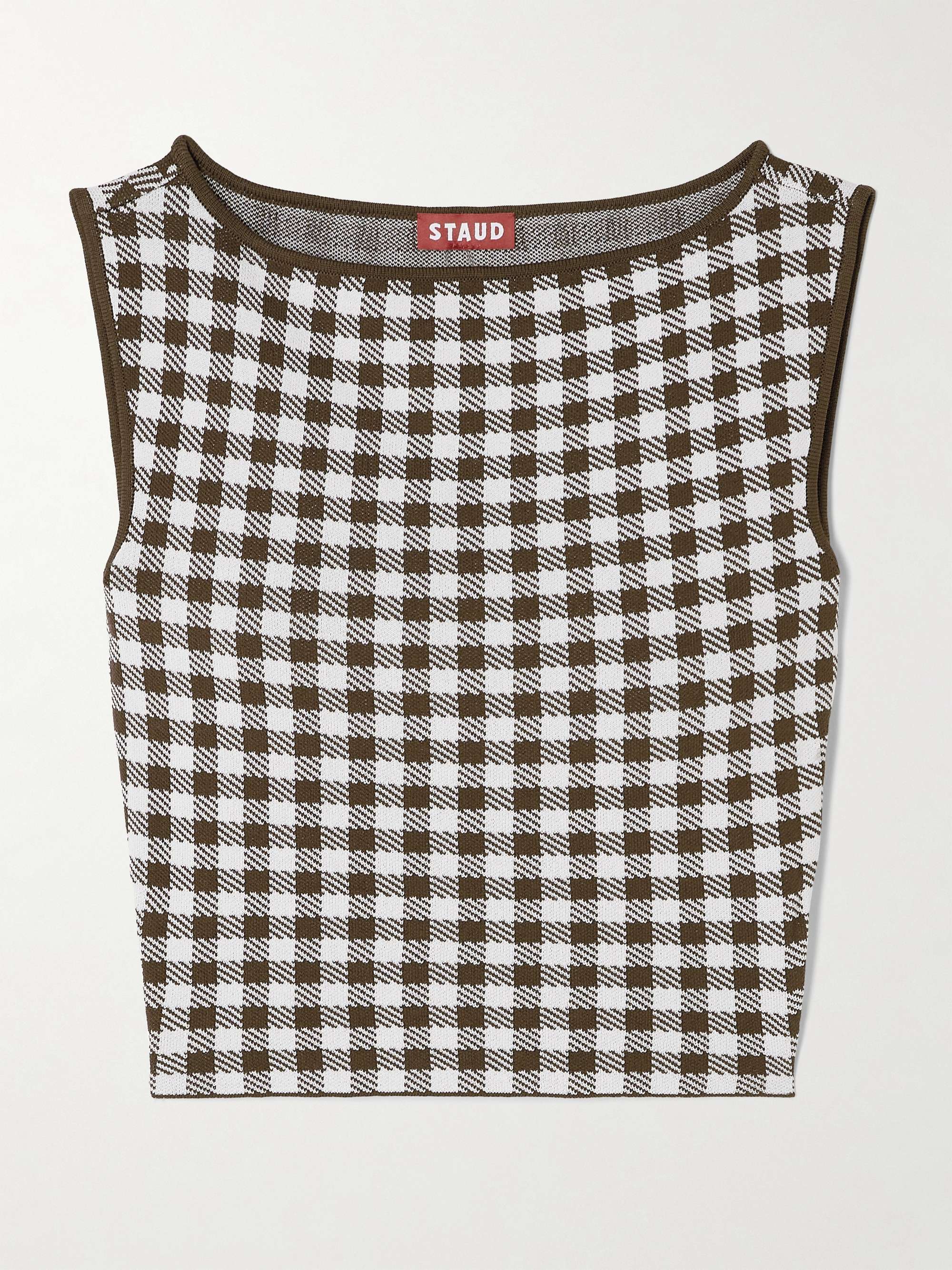 Montgomery Cropped Gingham Jacquard-Knit Tank