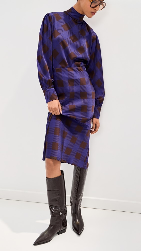 Olive Midi Skirt - Deep Iris/brown