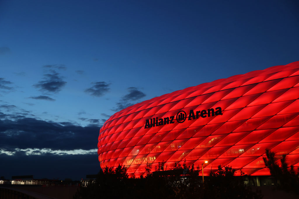 General view outside the stadium prior to the UEFA Champions League Group A stage match between FC Bayern Muenchen and Atletico Madrid at Allianz Arena on October 21, 2020 in Munich, Germany. The game will be played behind closed doors as a COVID-19 precaution.