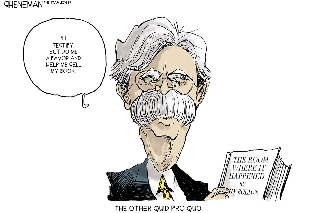 Political Cartoon U.S. John Bolton Quid Pro Quo