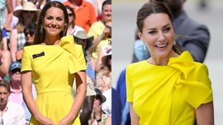 Kate Middleton wearing her yellow dress on two different occasions