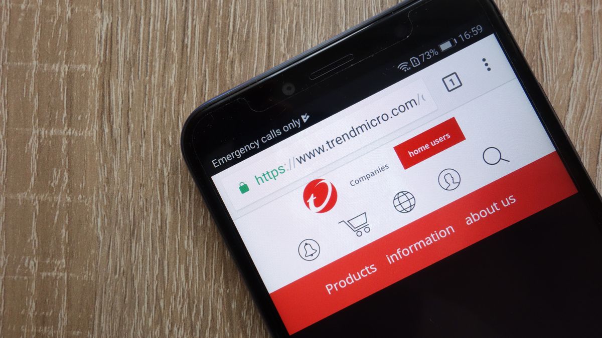 Trend Micro website displayed on a smartphone
