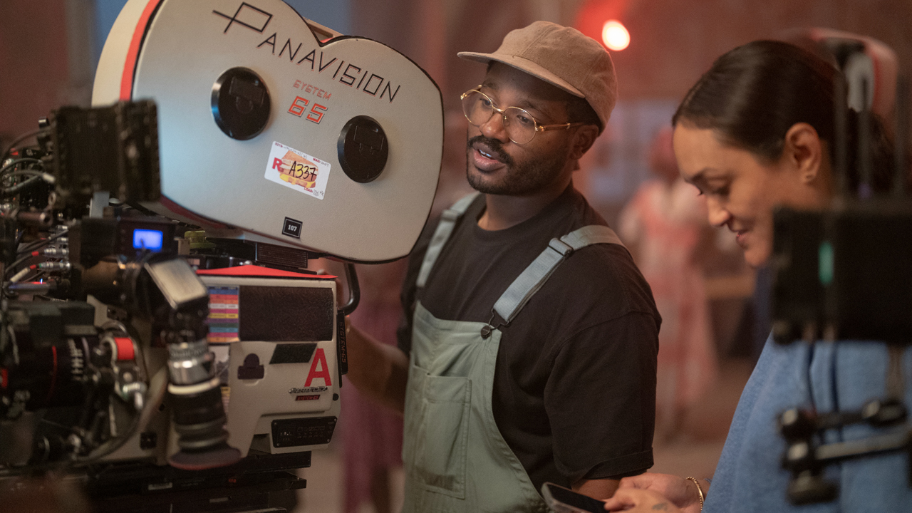 Ryan Coogler behind a camera on the set of Sinners