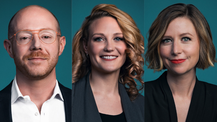  Starz Senior Vice Presidents Brandt Haynes (Distribution), Melissa Stankowski (Brand &amp; Creative), Whitney Abeel (Originals &amp; Digital Marketing) 