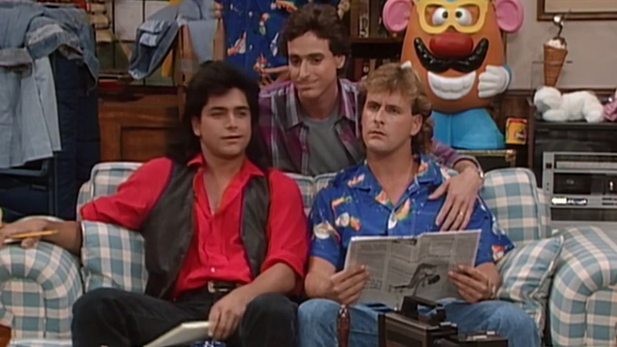 John Stamos, Bob Saget and Dave Coulier as Jesse, Danny and Joey on Full House&#039;s Season 1 episode &quot;Sea Cruise.&quot;