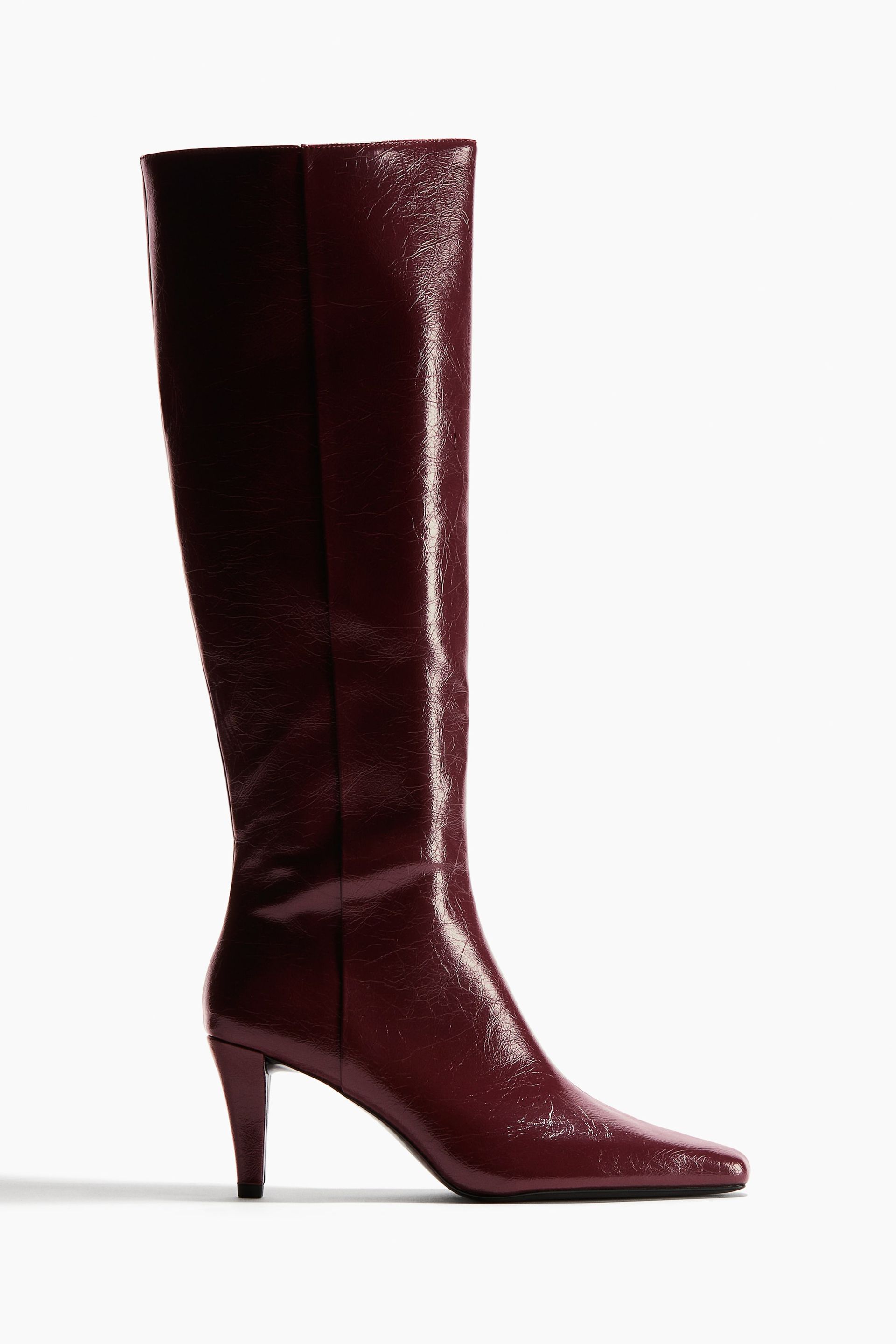 Heeled Knee-High Boots - Black