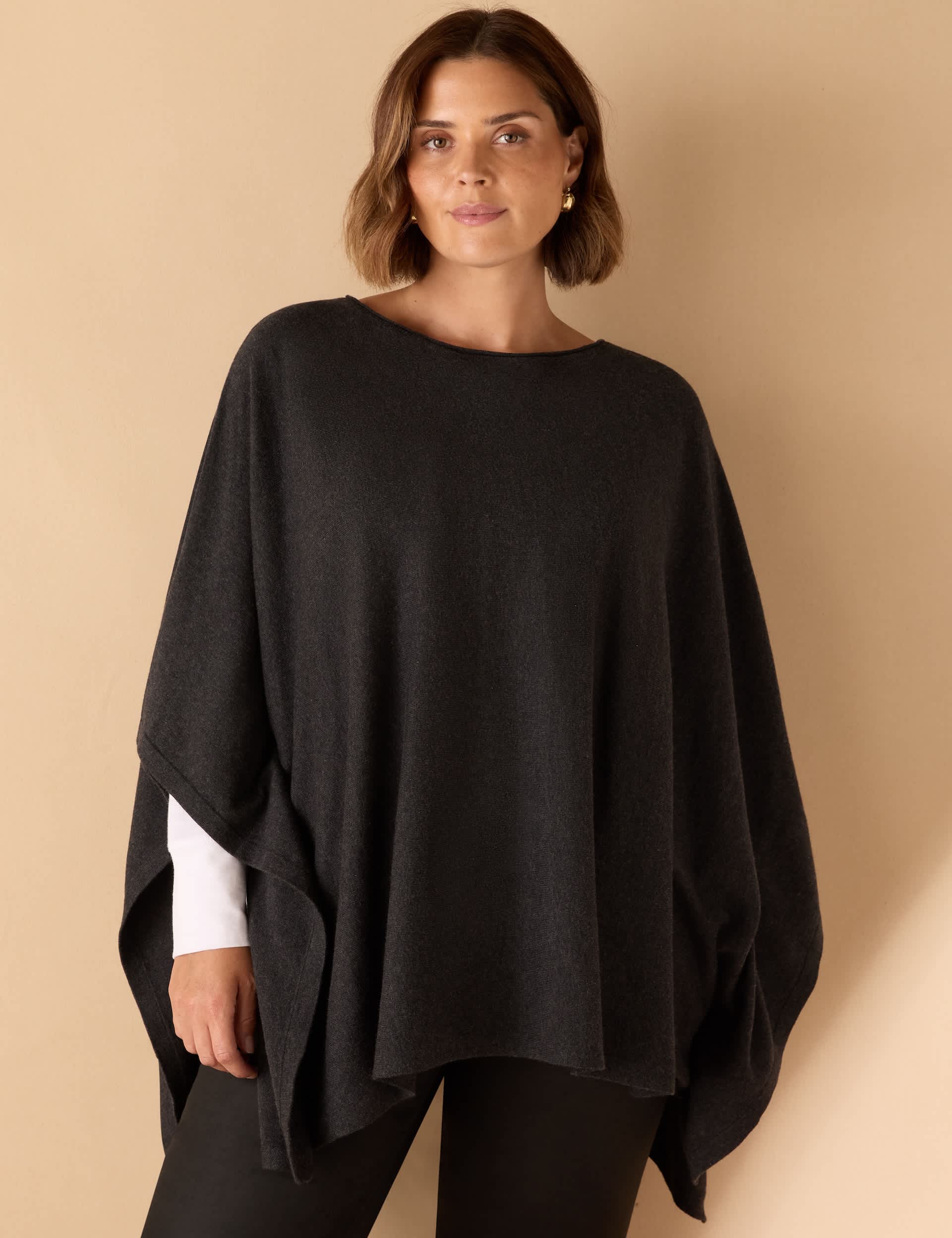 Knitted Poncho With Cashmere