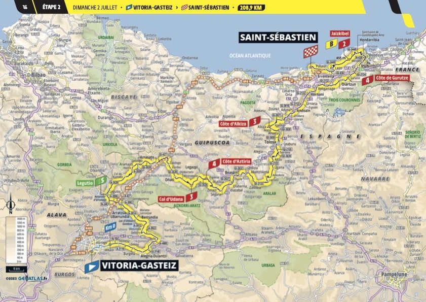 The map of stage 2 of the 2023 Tour de France