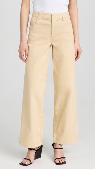 Washed Twill Wide Leg Pants