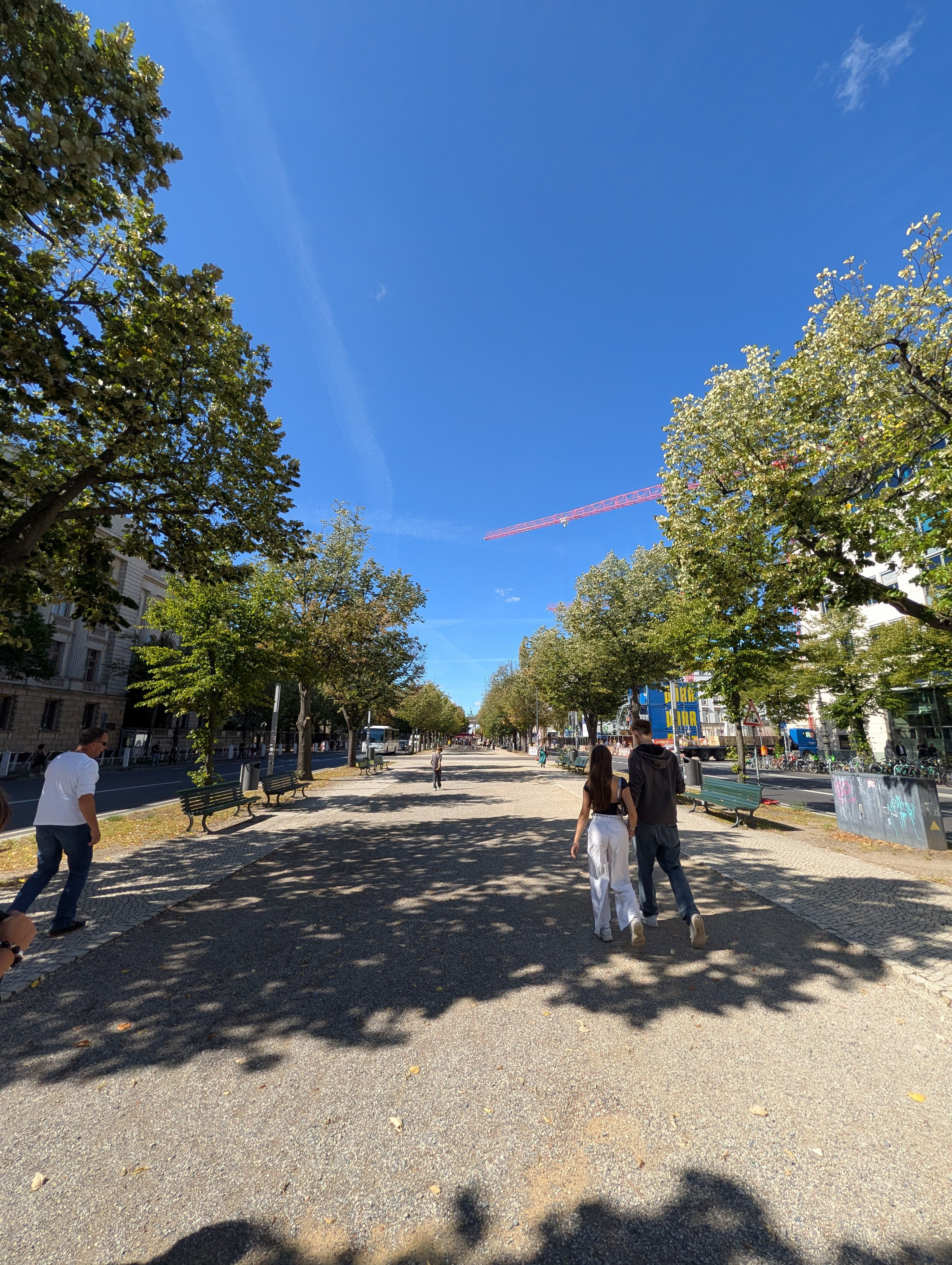 Approaching the Brandenburg gate in the distance