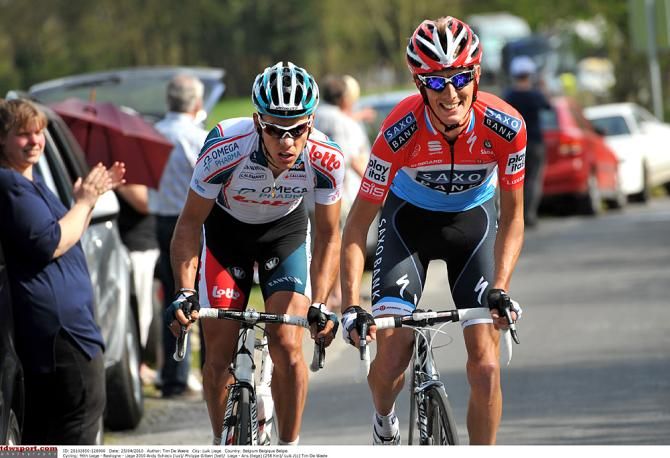 Andy Schleck went toe-to-toe with Philippe Gilbert in the 2010 Liege-Bastogne-Liege