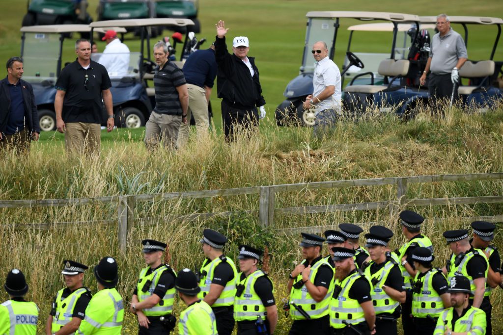 President Trump visits his golf property in Scotland