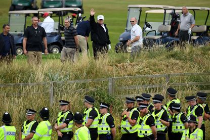 President Trump visits his golf property in Scotland
