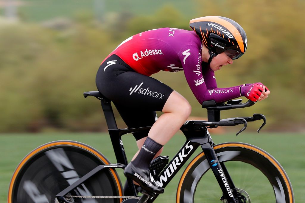 LUXEMBOURG LUXEMBOURG APRIL 30 Lonneke Uneken of Netherlands and Team SD Worx during the 13th Ceratizit Festival Elsy Jacobs 2021 Prologue a 22km Individual Time Trial stage from Luxembourg to LuxembourgCessange 305m ITT felsy UCIProSeries April 30 2021 in Luxembourg Luxembourg Photo by Bas CzerwinskiGetty Images