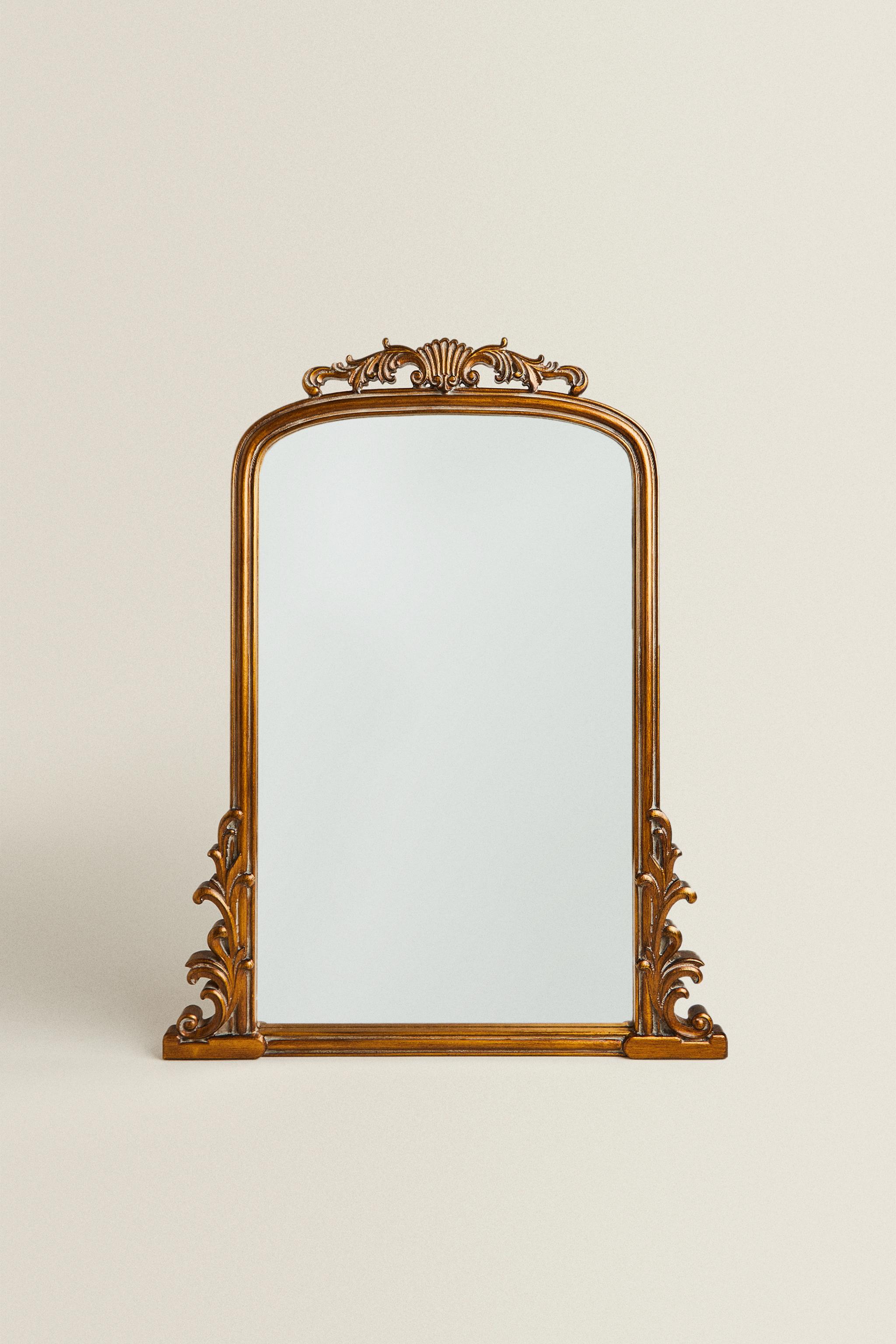 Golden Wooden Wall Mirror