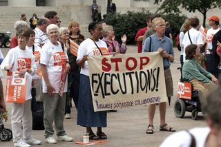 People protest the death penalty.