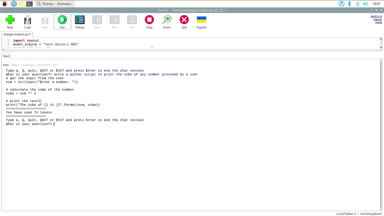 ChatGPT on Raspberry Pi