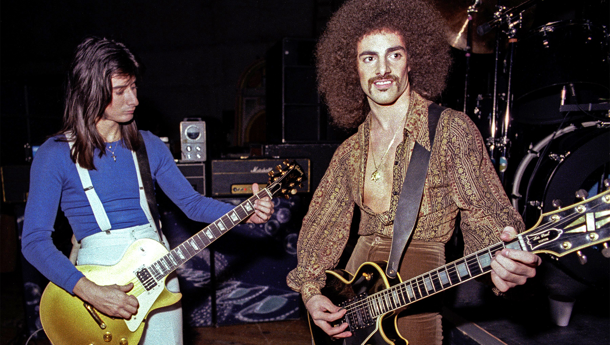 Steve Perry and Neal Schon perform with Journey at a TV show taping at the Japan Center Theater in San Francisco - January 7, 1978. 