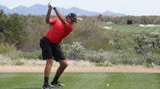 Eugenio Chacarra takes a tee shot at the 2023 LIV Golf Tucson tournament