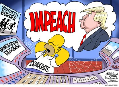Political Cartoon U.S. Democrats Asleep Homer Simpson Impeachment