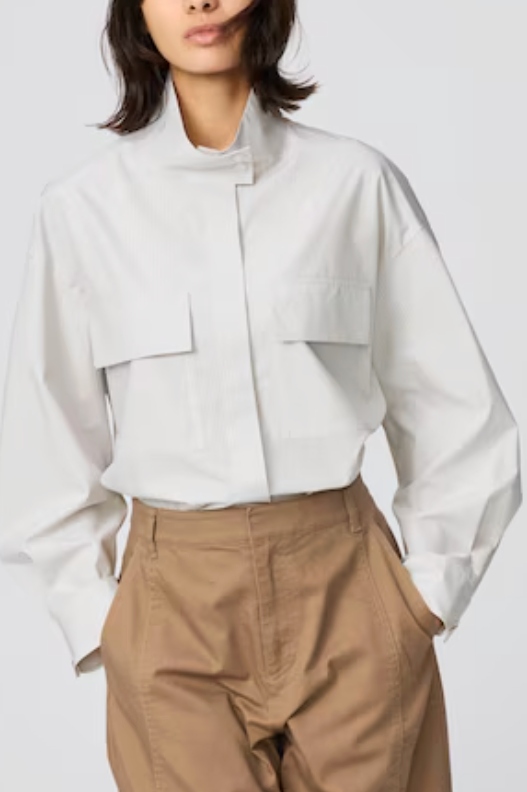 Uniqlo, Cotton Stand Collar Shirt (
