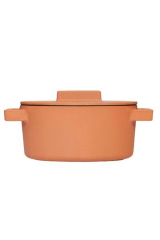Casserole dish in orange from made,com cut out