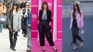 Women showing how to style a blazer with leather pants
