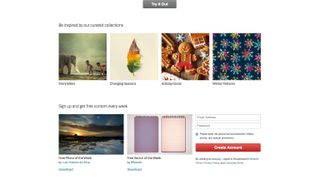 Just put your details in and click ‘create account’ in this area of Shutterstock’s homepage, and you’ll get two free images every week
