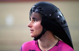 Dame Sarah Storey looks on prior to her Women's Hour Record attempt at the Lee Valley Velodrome on February 28, 2015 in London, England.