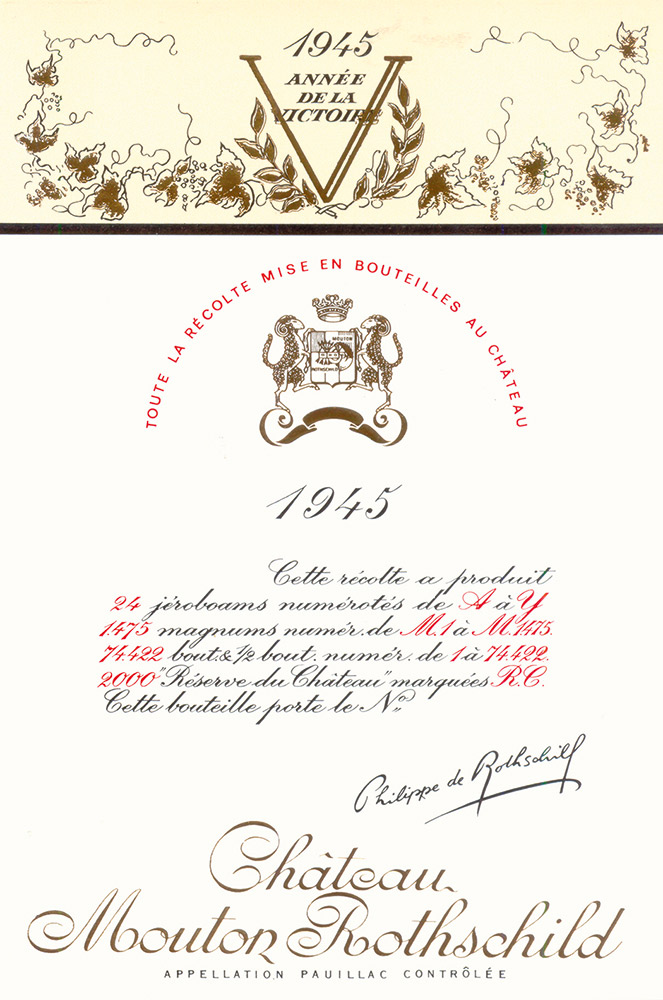 Chateau Mouton Rothschild 1945 label