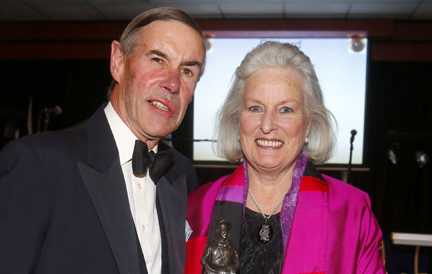 Lady Connell presents Richard Russell with The Sir Michael Connell award Point to Point Awards - Cheltenham 15.11.14 Pic Dan Abraham-racingfotos.com