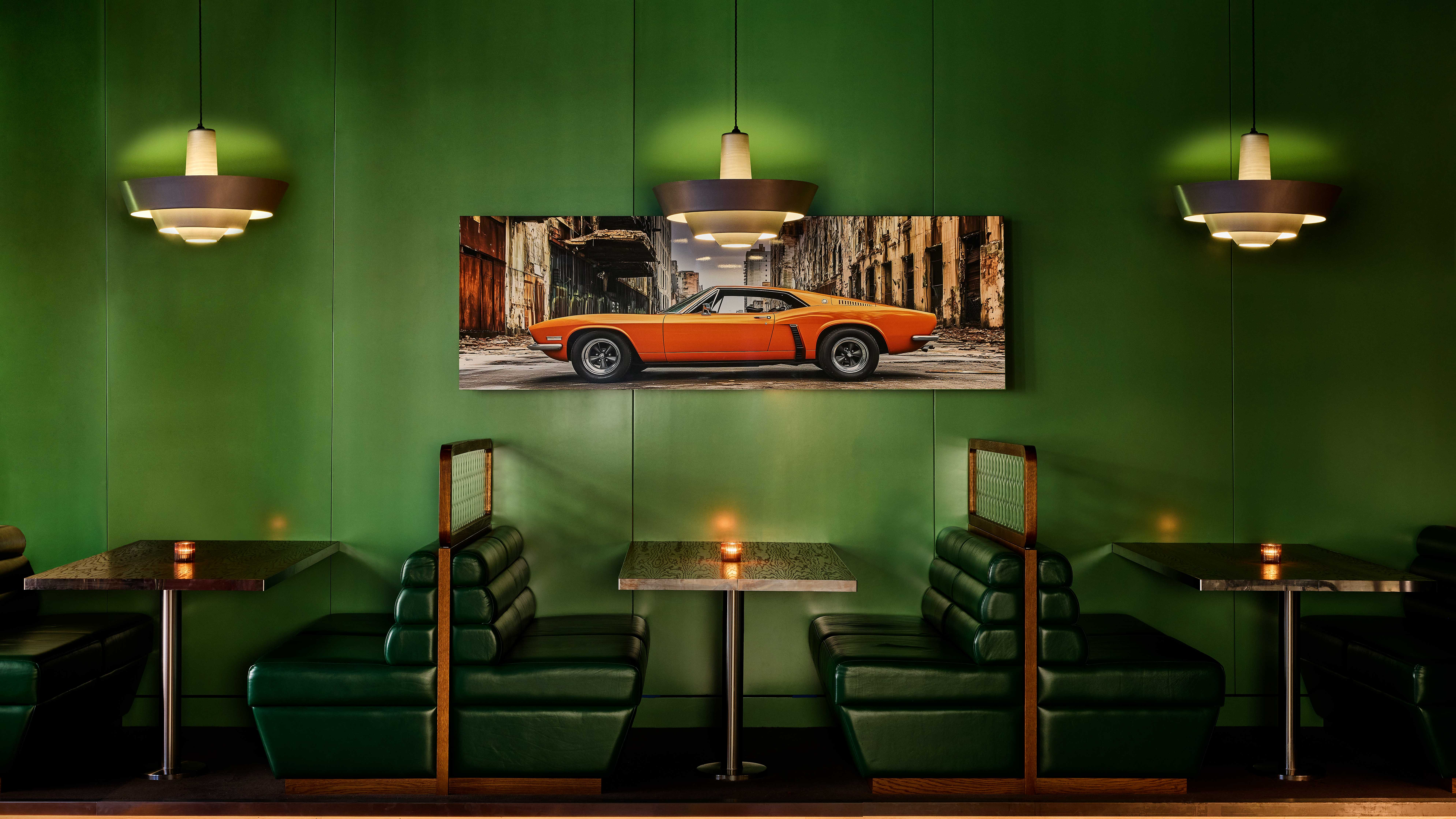 Motorino London restaurant green booth