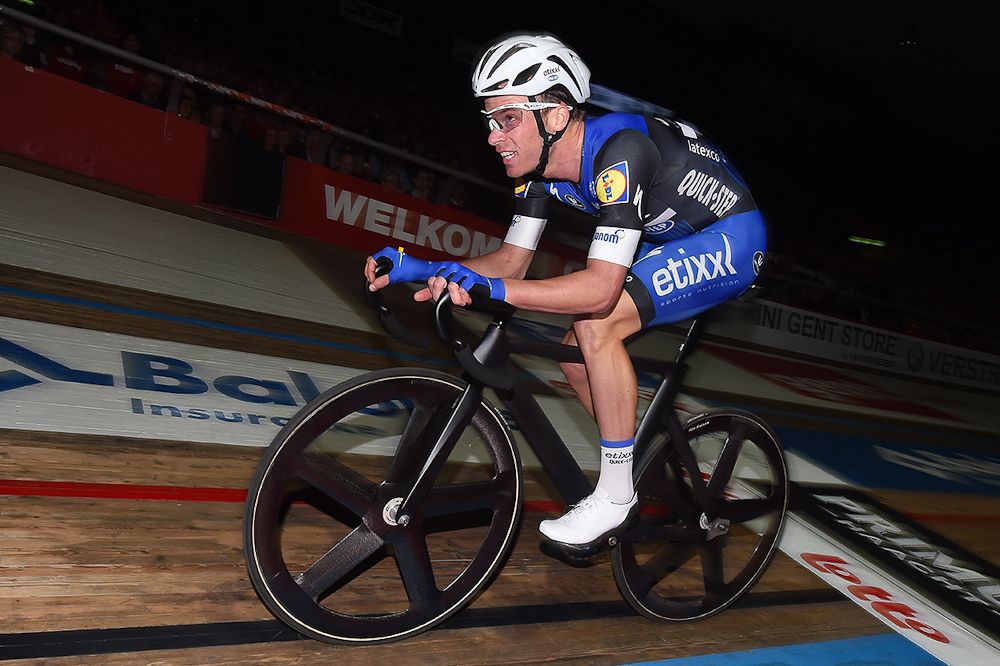 Iljo Keisse on the Kuipke Track Velodrome for Fabian Cancellara's farewell celebration