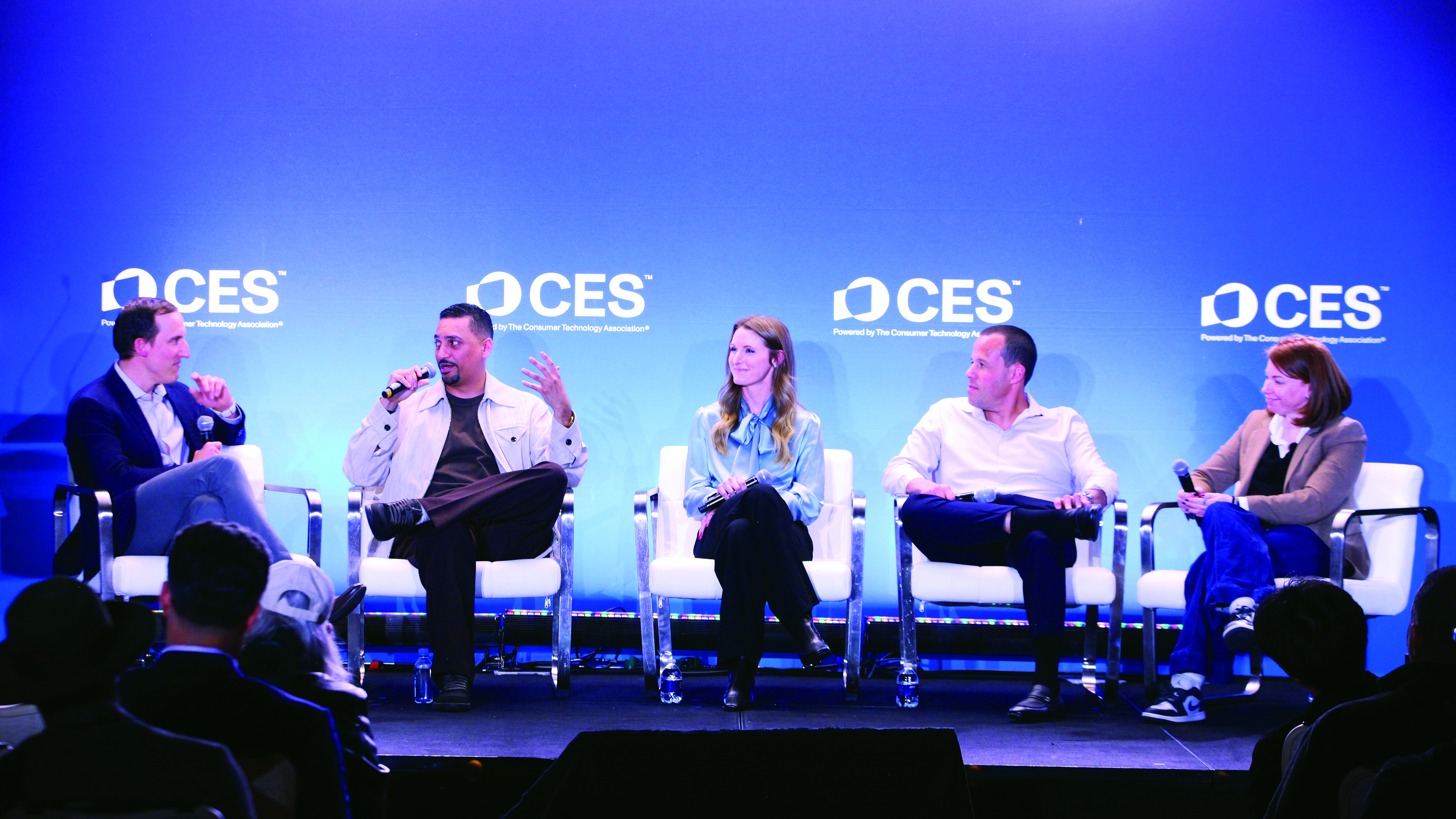 Nick Sizer, head of mixed-use sales and strategy, Klutch Sports Group, moderated the &ldquo;More Than a Game: Sports Venues as Culture Hubs&rdquo; panel with (l-r) Orlando Baeza, VP, brand and creative, Chime; Lindsey Dudzinski, VP business development and strategy, Milwaukee Bucks; Brian Rappaport, CEO, Quan Media Group; and Sarah Meron, chief communications and brand officer, IBM.