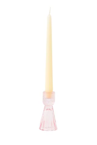 Oliver Bonas Ula Pink Glass Candlestick Holder