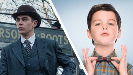 Young Sherlock next to Young Sheldon