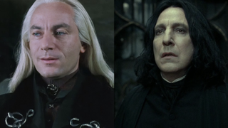 Jason Isaacs and Alan Rickman side by side in Harry Potter