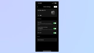 A screenshot of the DJI Mimo app and DJI Mic Mini settings