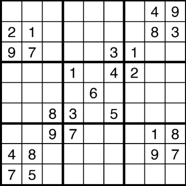 An unsolved sudoku.