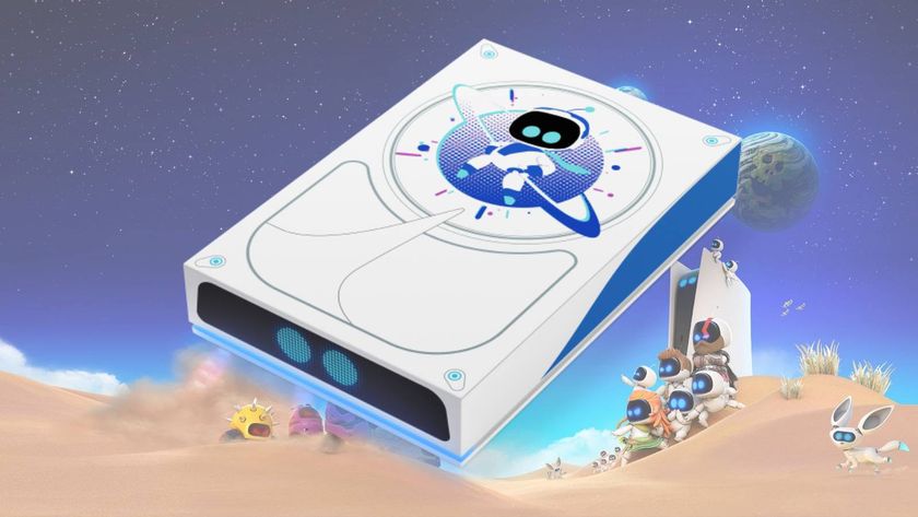 The Astro Bot HDD on an Astro Bot-themed background