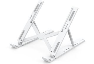 White portable laptop stand