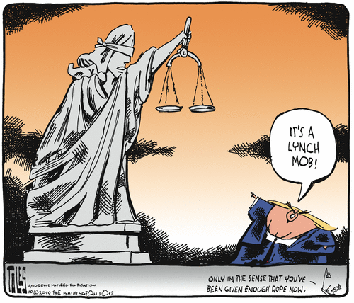 Political Cartoon U.S. Trump Lynch Mob Lady Justice