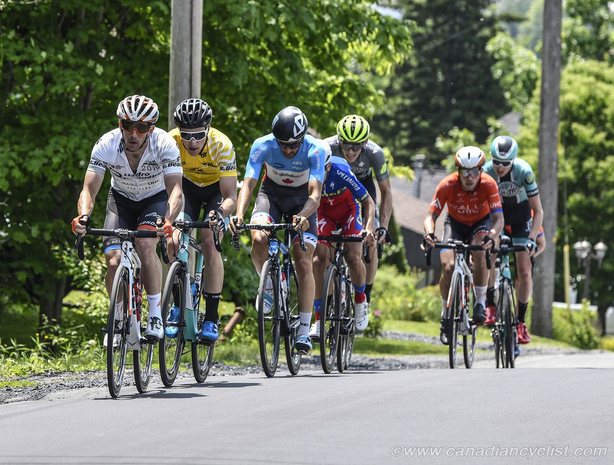 Tyler Magner (Rally UHC Cycling) and Nicolas Zukowsky (Floyd's Pro Cycling Team) lead a chase group