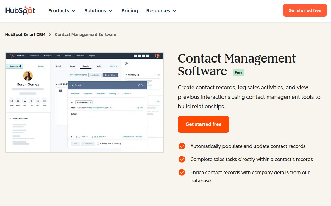 HubSpot Contact Management Software
