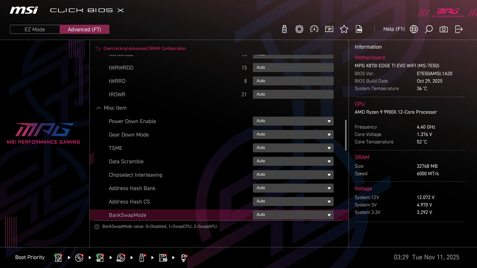 MSI X870I Edge Ti Evo Wifi - BIOS