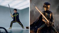 A man is motion captured and a render of a robot