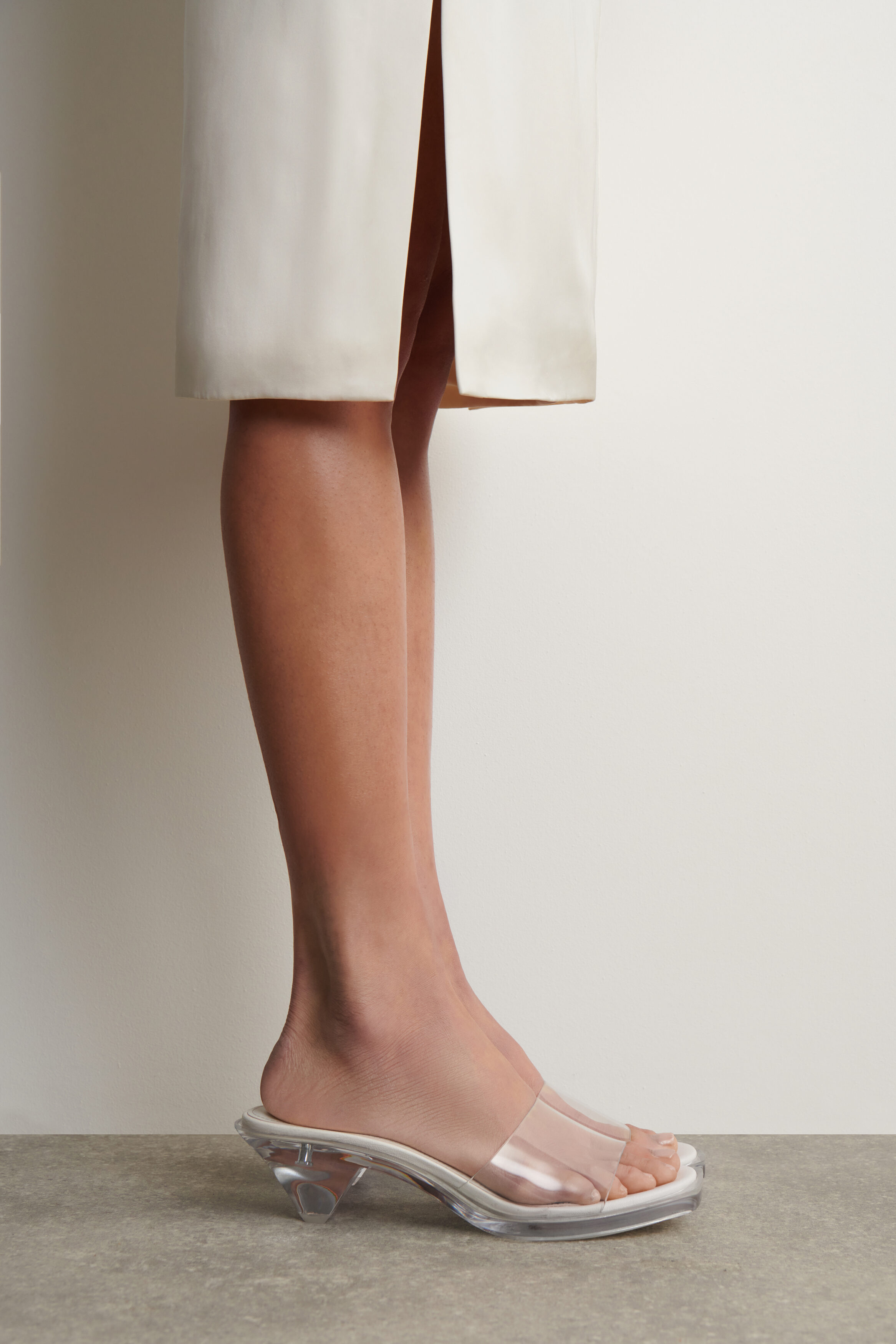 Perspex Kitten-Heel Mules
