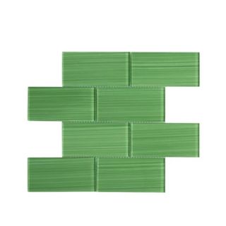 A slab of emerald green subway tiles